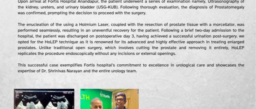 Revolutionary HoLEP procedure liberates patient from massive 240gms Prostate