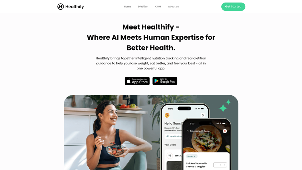 Screenshot of healthifyme app