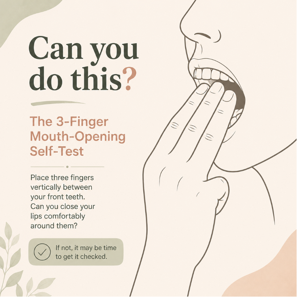 The three-finger test: a quick check for restricted mouth opening.