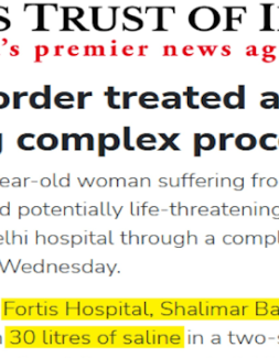 Fortis Hospital Shalimar Bagh Successfully Treats 57-Year-Old Woman with Rare Lung Disease Through Complex Whole Lung Lavage Procedure - Dr Vikas Maurya