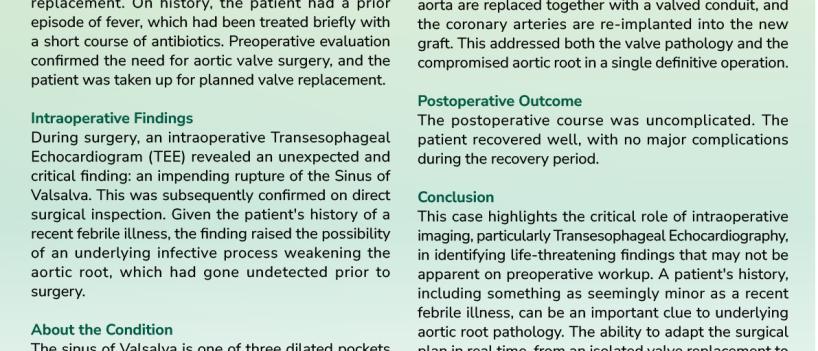 AORTIC ROOT REPLACEMENT (BENTALL'S PROCEDURE) FOR IMPENDING RUPTURE OF SINUS OF VALSALVA