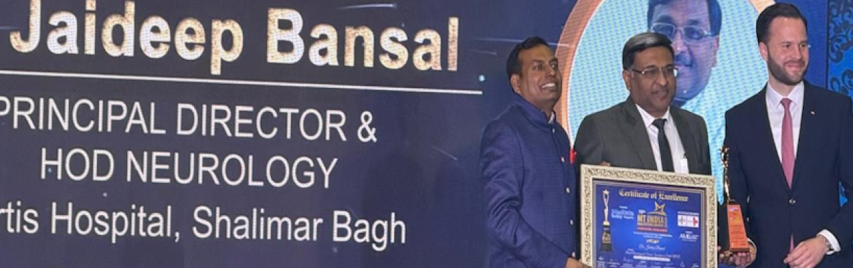 Dr. Jaideep Bansal has been awarded Best Neurologist & Stroke Specialist in Delhi NCR 